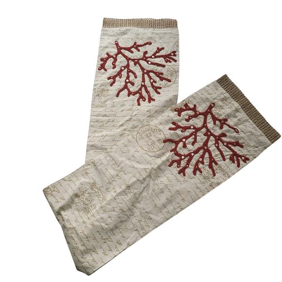 Pier 1 Imports Embroidered Coastal Sea Life Coral Table Runner Fall Autumn 73" - Picture 1 of 5